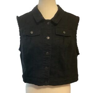 LOVE & LEGEND BLACK BUTTON-UP CROPPED DENIM VEST/ Size 18